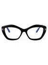 Tom Ford Blue Light Block Cat Eye Ladies Eyeglasses Ft5949-b 001 56 In Nero Lucido