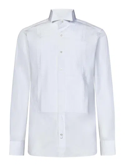 Tom Ford Pleated Plastron Carlton-collar Shirt In White