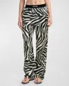 Tom Ford Zebra-print Silk-blend Satin Straight-leg Pants In Ecru Black