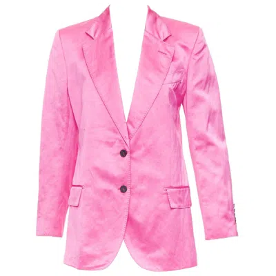 Pre-owned Tom Ford Orchid Pink Satin Handstitched Lapel Oversized Blazer Jacket It36 Xxs In Purple