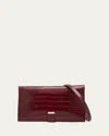 Tom Ford Organizer Shoulder Bag In Croc-embossed Leather In Red