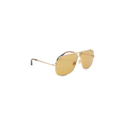 Tom Ford Oro Carico Lucido / Marrone Metal Sunglasses In Gold