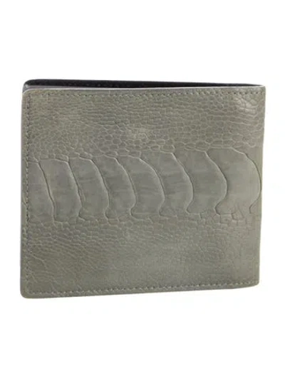Pre-owned Tom Ford Ostrich Leg Compact Wallet In Gray