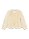 Tom Ford Curly Sheep Shearling Collarless Jacket In Neutral