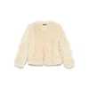 Tom Ford Curly Sheep Shearling Collarless Jacket In Neutral