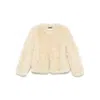 Tom Ford Curly Sheep Shearling Collarless Jacket In Neutral