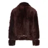 Tom Ford Leather Buckle Detail Jacket With Faux Fur In Brown