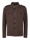 Tom Ford Cotton Satin Stand Collar Outershirt In Brown