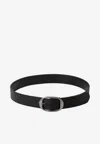 Tom Ford Oval Buckle Belt In Grained Leather In Black
