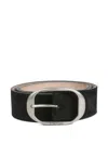 Tom Ford Oval-buckle Suede Belt In Black