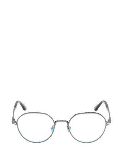 Tom Ford Oval-frame Glasses In Metallic