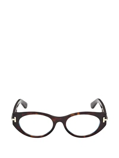 Tom Ford Oval-frames Glasses In Brown