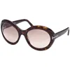 Tom Ford Oval Full Rim, With A Dark Havana Frame And Brown Gradient Lens. In Brown
