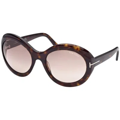 Tom Ford Oval Full Rim, With A Dark Havana Frame And Brown Gradient Lens.