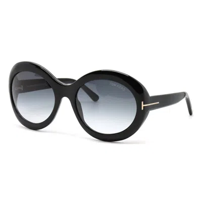 Tom Ford Oval Full Rim, With A Dark Havana Frame And Brown Gradient Lens. In Black