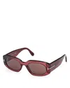 Tom Ford Cielle Oval Acetate Sunglasses In Red