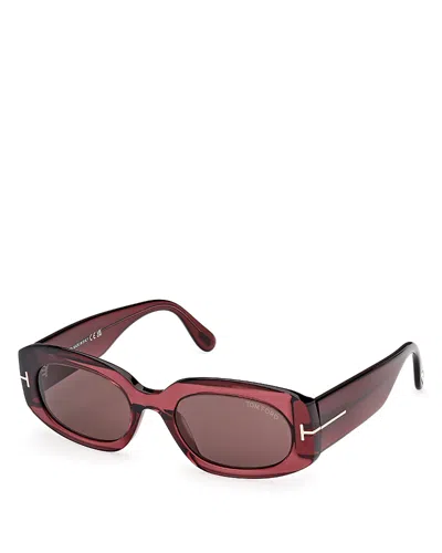 Tom Ford Cielle Oval Acetate Sunglasses In Red