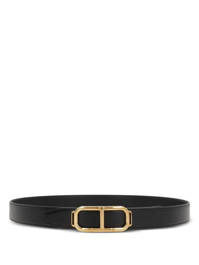 Tom Ford Oval T-buckle Belt In Black
