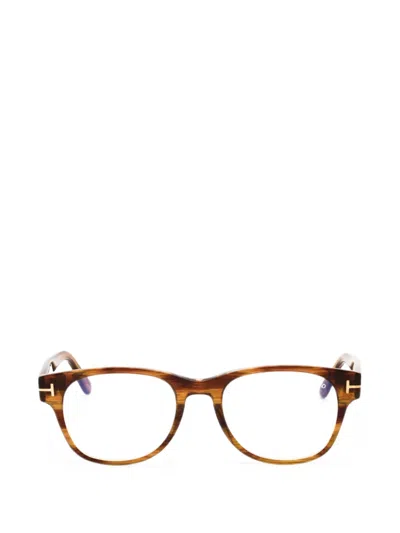 Tom Ford Oval-frame Glasses In Brown
