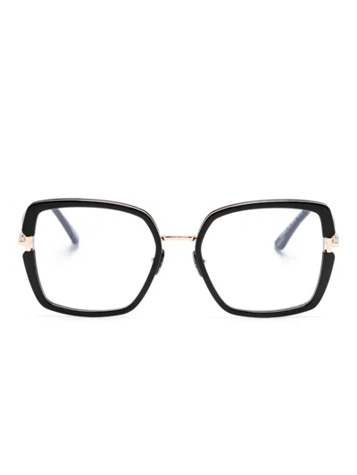 Tom Ford Brille Mit Oversized-gestell In Black Rose Gold/t Logo
