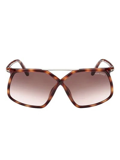 Tom Ford Oversize-frame Sunglasses In Shiny Havana Rose Gold/brown