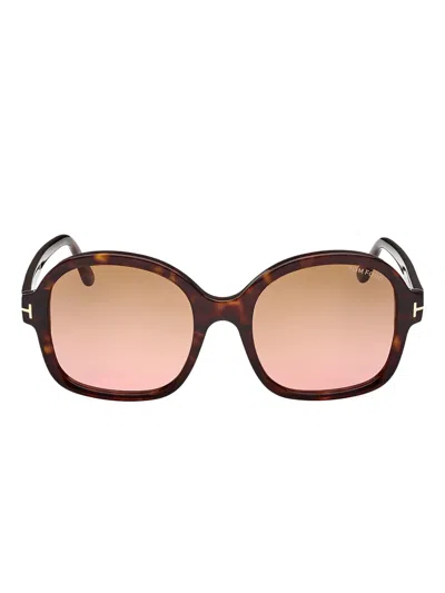 Tom Ford Oversize-frame Sunglasses In Shiny Dark Havana/brown