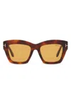 Tom Ford Womens Brown Ft1191 Luna Rectangle-frame Acetate Sunglasses In Green