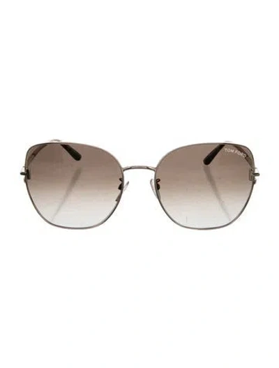Pre-owned Tom Ford Oversize Gradient Sunglasses In Brown/gold