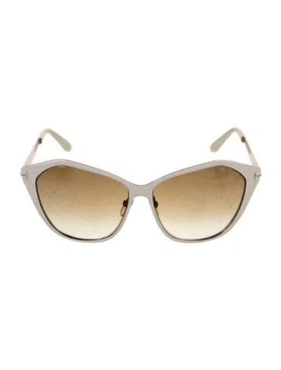 Pre-owned Tom Ford Oversize Gradient Sunglasses In White