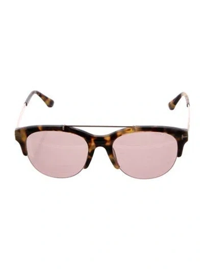 Pre-owned Tom Ford Oversize Mirrored Sunglasses In Brown