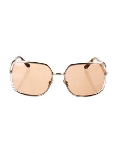 Pre-owned Tom Ford Oversize Tinted Sunglasses In Gold