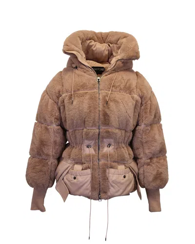 Tom Ford Oversized Faux Fur Puffer Coat In Pink Polyester
