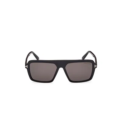 Tom Ford Oversized Rectangular Acetate Sunglasses With Metallic Accents In Brown