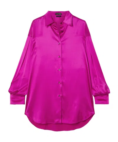 Tom Ford Oversized Silk And Lyocell-blend Satin Shirt In Pink