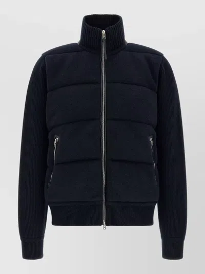 Tom Ford Padded Jacket High Collar Ribbed Cuffs In Blue