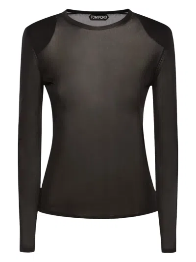 Tom Ford Padded-shoulder Top In Black