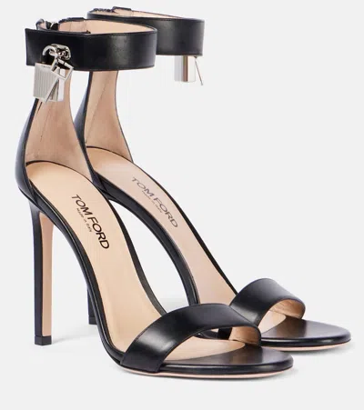Tom Ford Padlock 105 Leather Sandals In Black