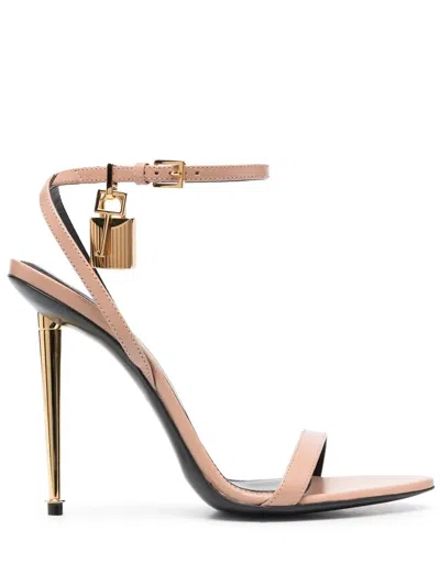 Tom Ford 85mm Padlock Leather Sandals In Pink