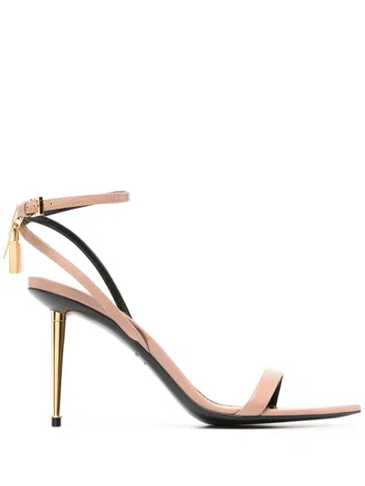 Tom Ford Padlock 85mm Sandals In Neutrals