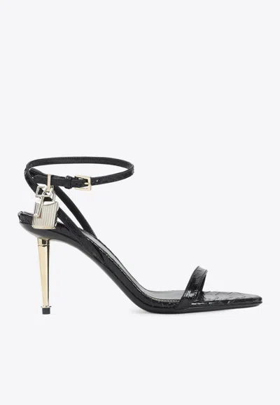 TOM FORD PADLOCK 90 PYTHON PRINT LEATHER SANDALS