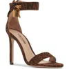 Tom Ford Brown Ocelot-print Suede Padlock Heeled Sandals In Brown