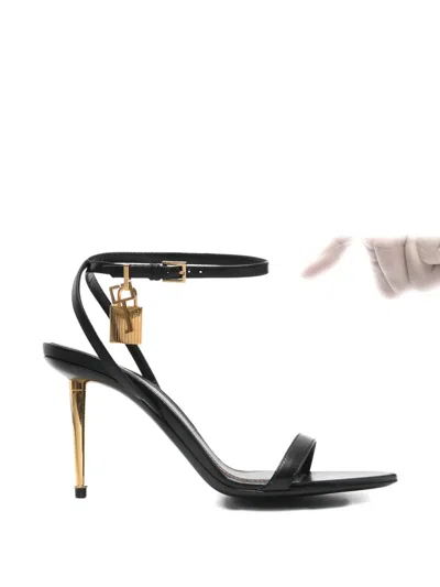 Tom Ford Padlock Ankle-strap Sandals In Black
