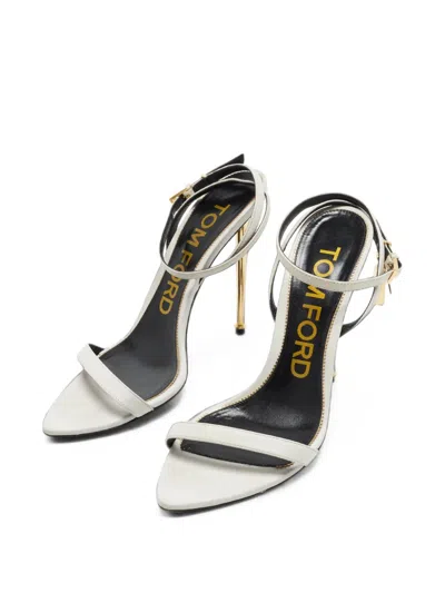 Pre-owned Tom Ford Padlock Ankle-strap Sandals In White