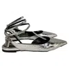Tom Ford Padlock Croc-embossed Ballet Flats In Silver Leather