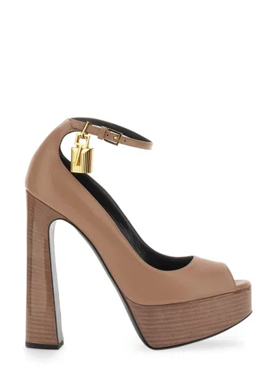 Tom Ford Charm Padlock Leather Sandals In Cipria