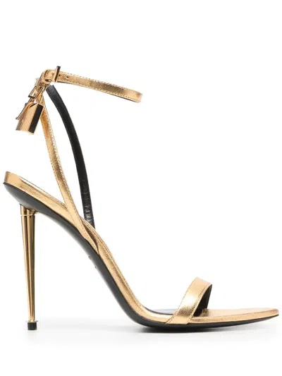 Tom Ford Padlock Detail 120mm Sandals In Gold