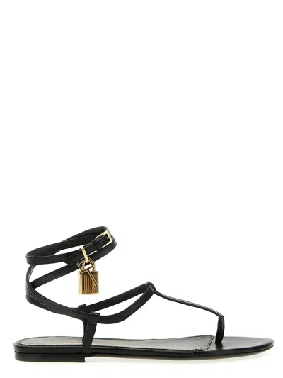 Tom Ford Padlock Detail Thong Sandals In Black