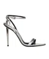 Tom Ford Womens Silver Padlock Leather Heeled Sandals In Multicolor
