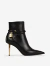 Tom Ford Lock 105mm Calfskin Ankle Booties In Black And Gold