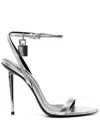 Tom Ford Padlock Leather Heel Sandals In Silver